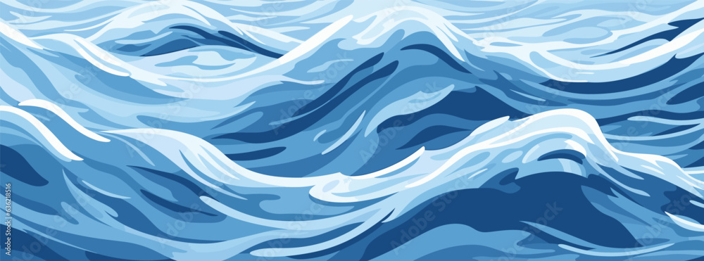 Blue ripples and water splashes waves surface flat style design vector illustration. Sea or river splashes water texture background. A restless surface of the sea, ocean, lake or river sways in waves Blue ripples and water splashes waves surface flat style design vector illustration. Sea or river splashes water texture background. A restless surface of the sea, ocean, lake or river sways in waves