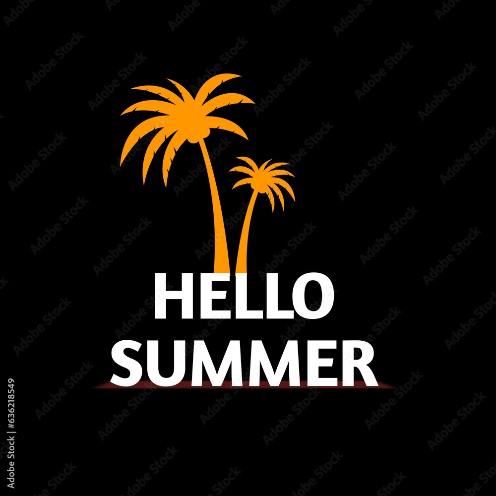 Hello summer, Aesthetic summer banner, logotype