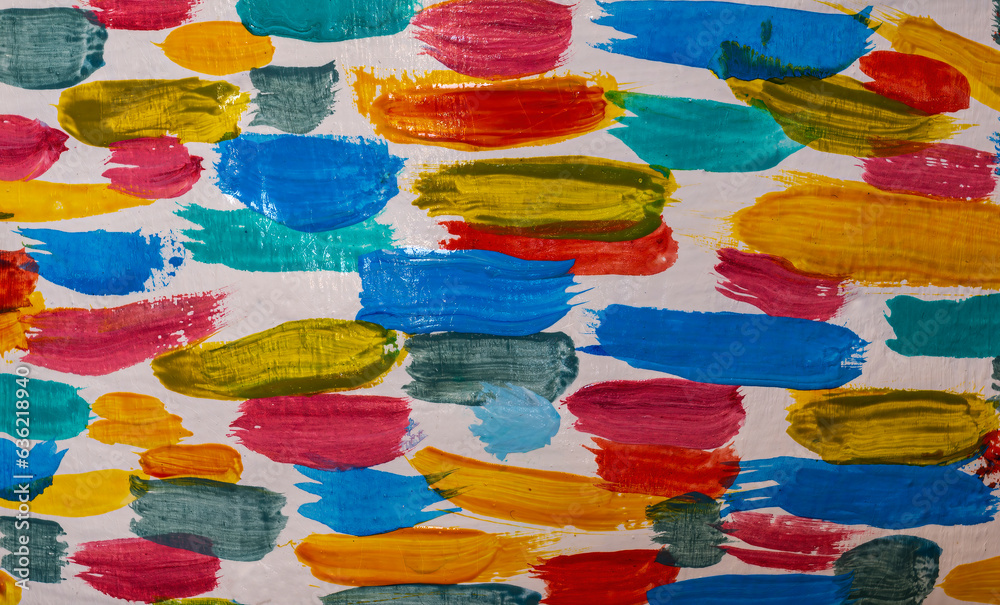 Fototapeta premium bright colorful artistic brush paint background, brush stroke wallpaper in traditional art style, backdrop with vivid painting for desing