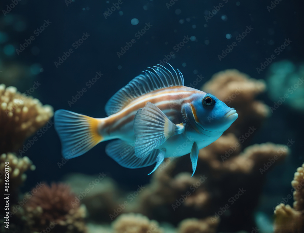 Tropical fish in the sea. Underwater world. Marine life.