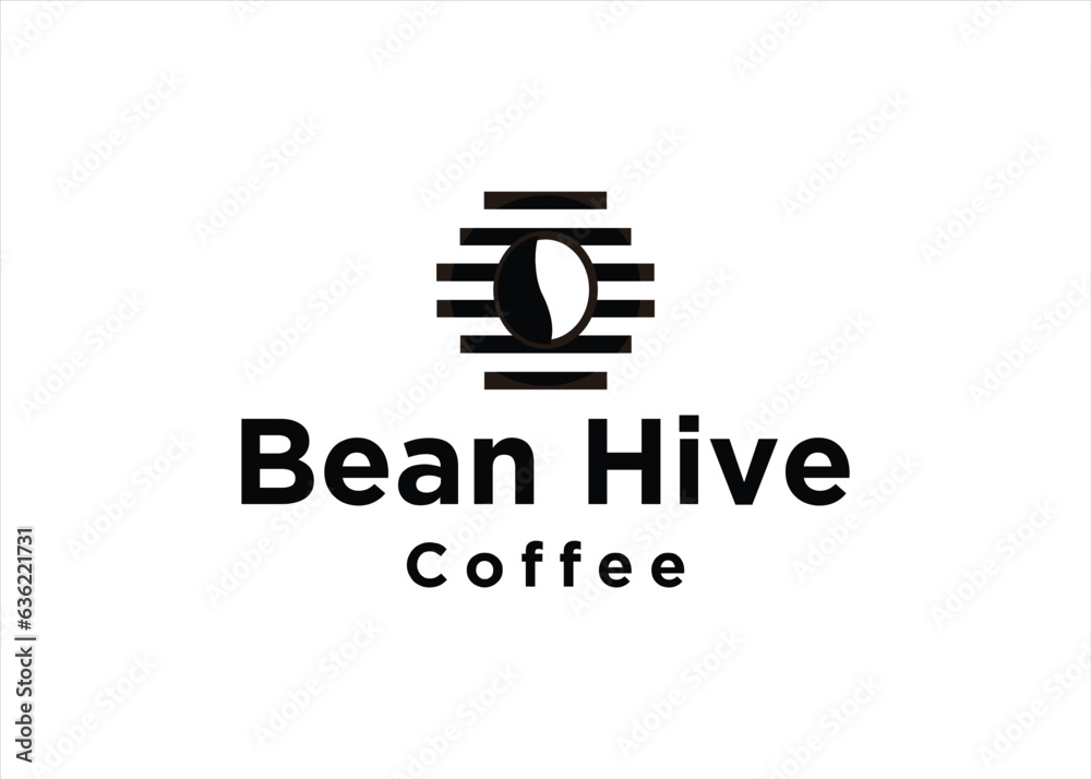 coffee and bee logo hive concept