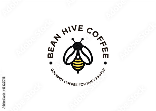 coffee and bee logo hive concept