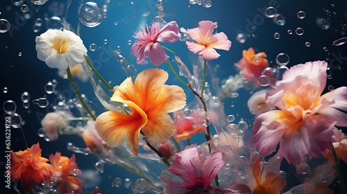 Underwater Bouquet in Air Bubbles. Generative ai © Scrudje