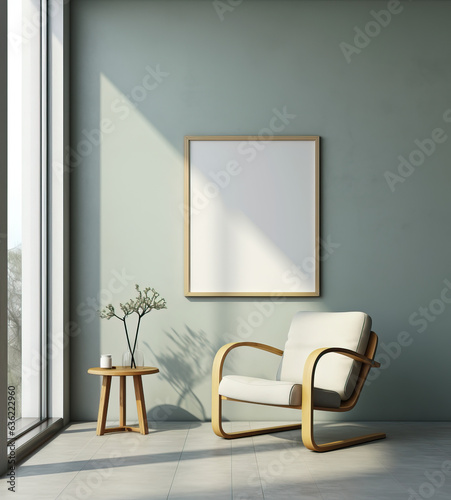 Minimal interior mockup of aesthetic living room reception area, copy space