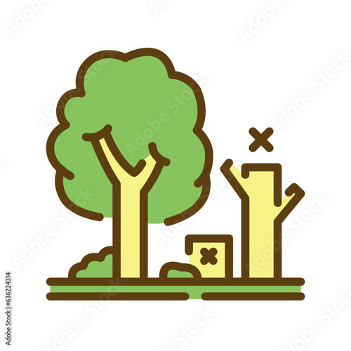 Tree removal color line icon. Garden service.