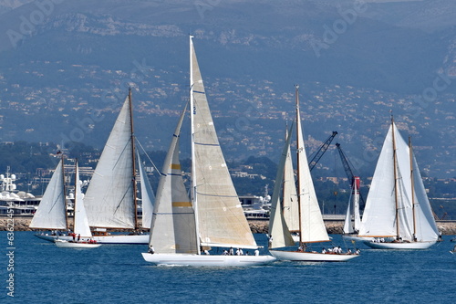 France, côte d'azur, Antibes rassemblement préparatoire pour une régate devant le port Vauban.
