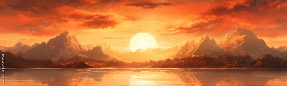 Sunrise landscape banner
