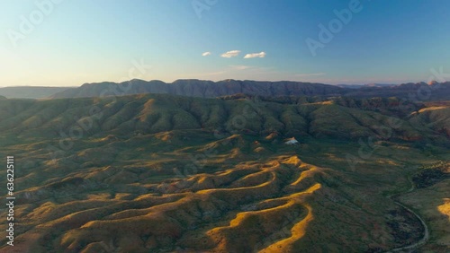 Scenic Aerial Background Landscape Flyover Simpson Desert, Australia, 4K Drone photo
