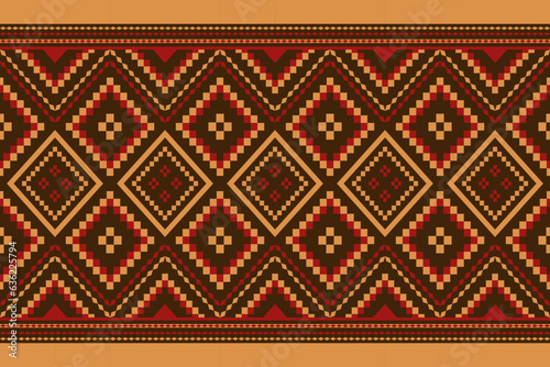 Nature vintages cross stitch traditional ethnic pattern paisley flower Ikat background abstract Aztec African Indonesian Indian seamless pattern for fabric print cloth dress carpet curtains and sarong