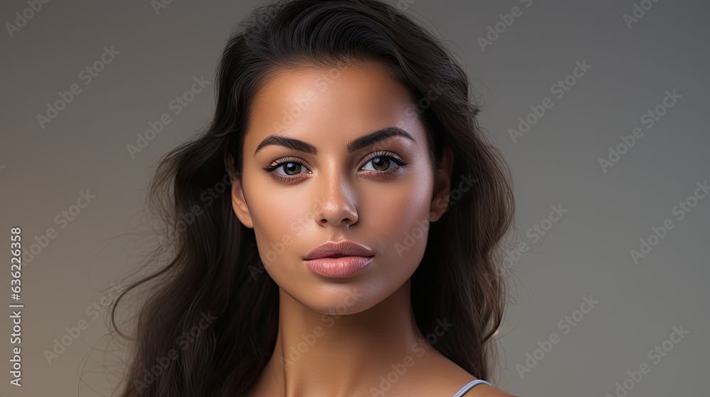 closeup portrait of a hispanic/latino woman with a studio background - mockup template for skincare/beauty products/ads (generative AI) closeup portrait of a hispanic/latino woman with a studio background - mockup template for skincare/beauty products/ads (generative AI)