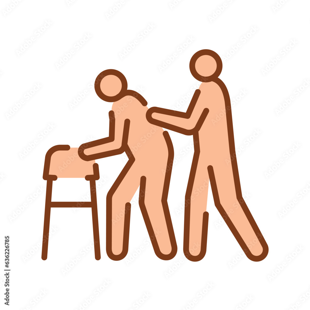 Rehabilitation sign сolor line icon. Physiotherapy. Rehabilitation sign сolor line icon. Physiotherapy.