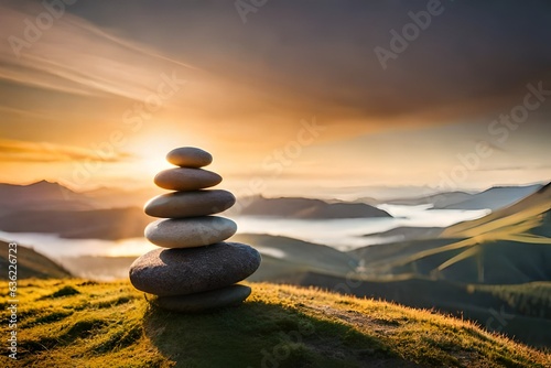 stones on nature background mountains