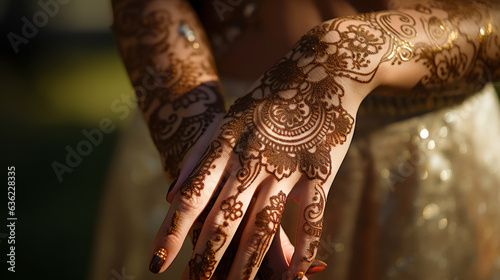 henna design on an Indian brides hands and arms