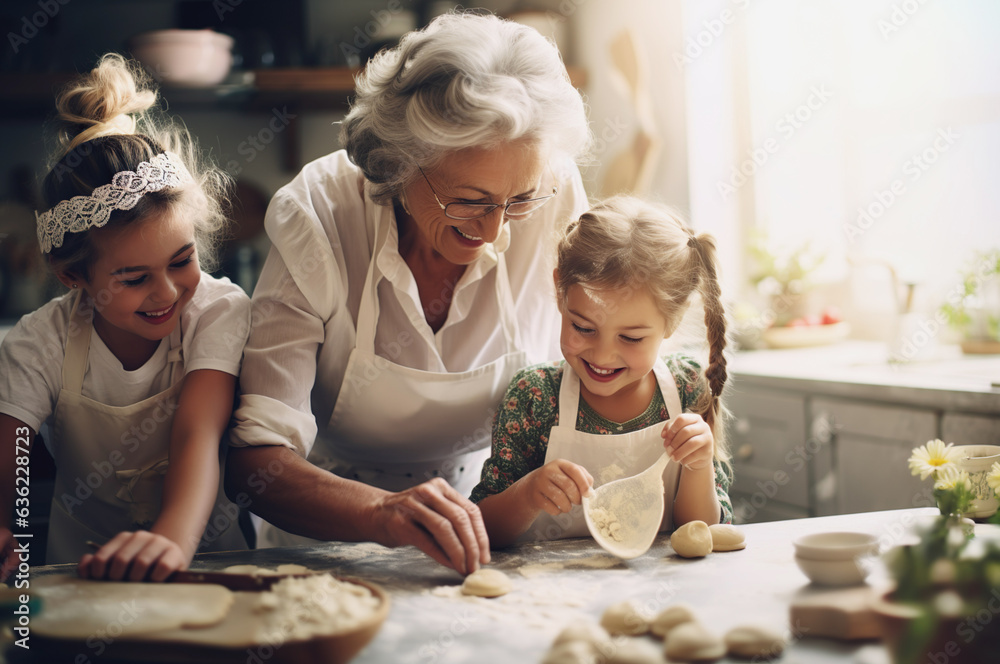 © Kalim - AI generated image of grandma with granddaughter baking