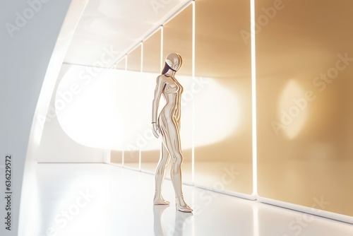 Woman futuristic suit cyber. Generate Ai