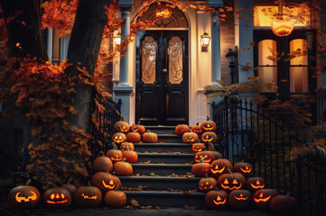 AI generated image of halloween house decoration