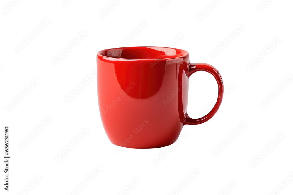 Obraz premium Red ceramic cup isolated on transparent background. Generative Ai