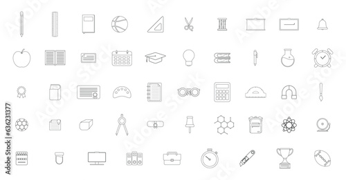 set of school outline icon