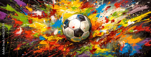 art abstract image soccer sport, football ball, art watercolors colorful banner 