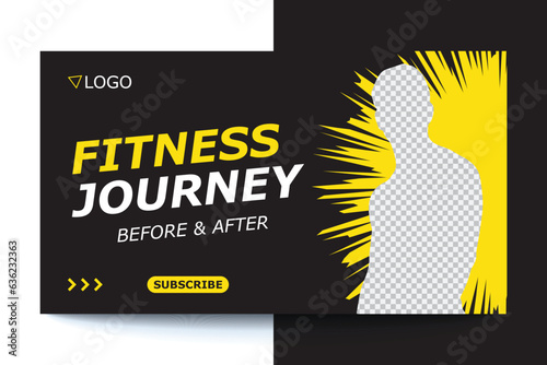 Editable Fitness gym and workout  video thumbnail and YouTube cover template, web banner vector concept, trendy design, modern look, fitness challenges