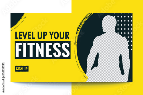 Editable Fitness gym and workout  video thumbnail and YouTube cover template, web banner vector concept, trendy design, modern look, fitness challenges