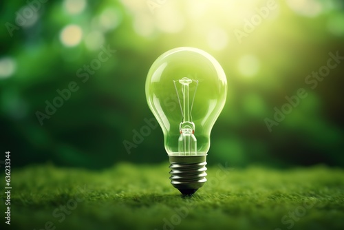 light bulb in the grass, energy concept background