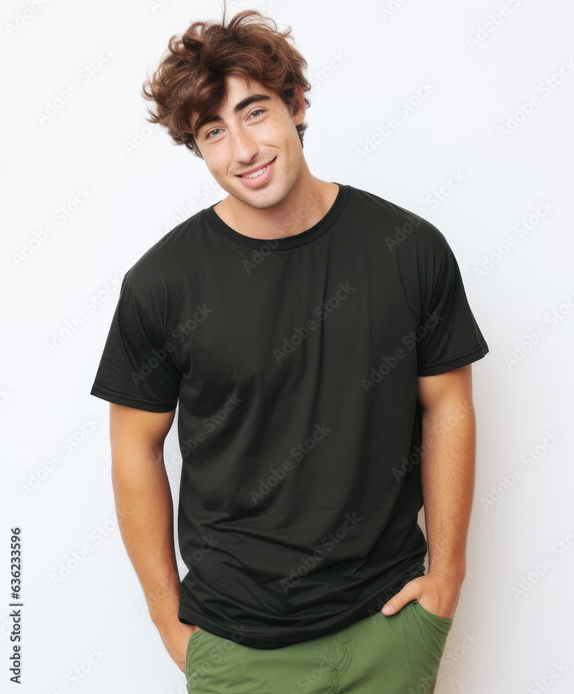 Generative ai illustration of man wearing canvas shirt Generative ai illustration of man wearing canvas shirt