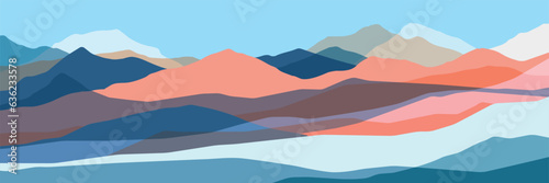 Color mountains, translucent waves, abstract glass shapes, modern background, vector design Illustration for you project © panimoni