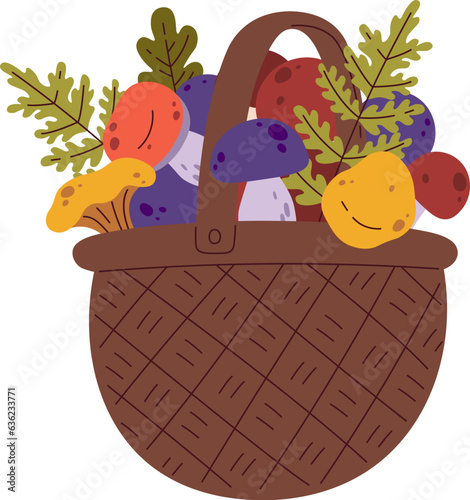 Wicker Basket With Mushrooms