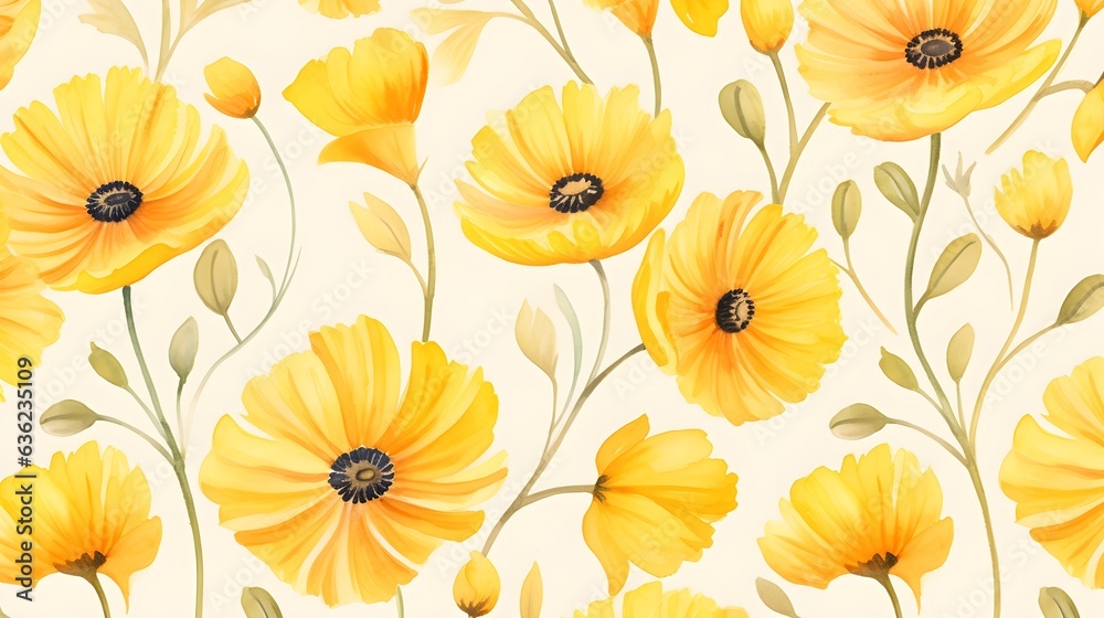 Yellow flower seamless background