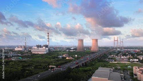 Industrial Environment of Minpu Bridge in Minhang District, Shanghai, China photo