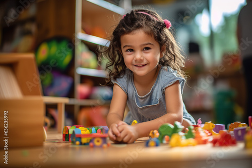 Educational Toy Play: Young Girl's Exploration and Joy in Early Learning