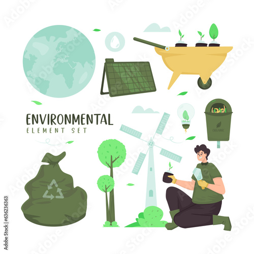 Environmental element illustration collection set