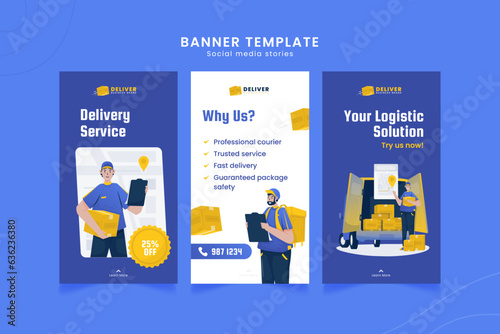 Shipping service on banner social media stories template