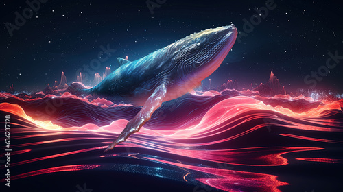 Whale, fantasy landscape, n...