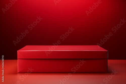 Elegant perfect gift box in red tones as a symbol of love. Merry christmas and happy new year concept. Background