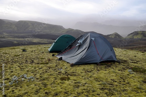 Photography A tent flapping in strong wind