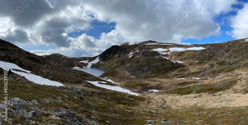 Mountain landscape with clouds in Norway photo