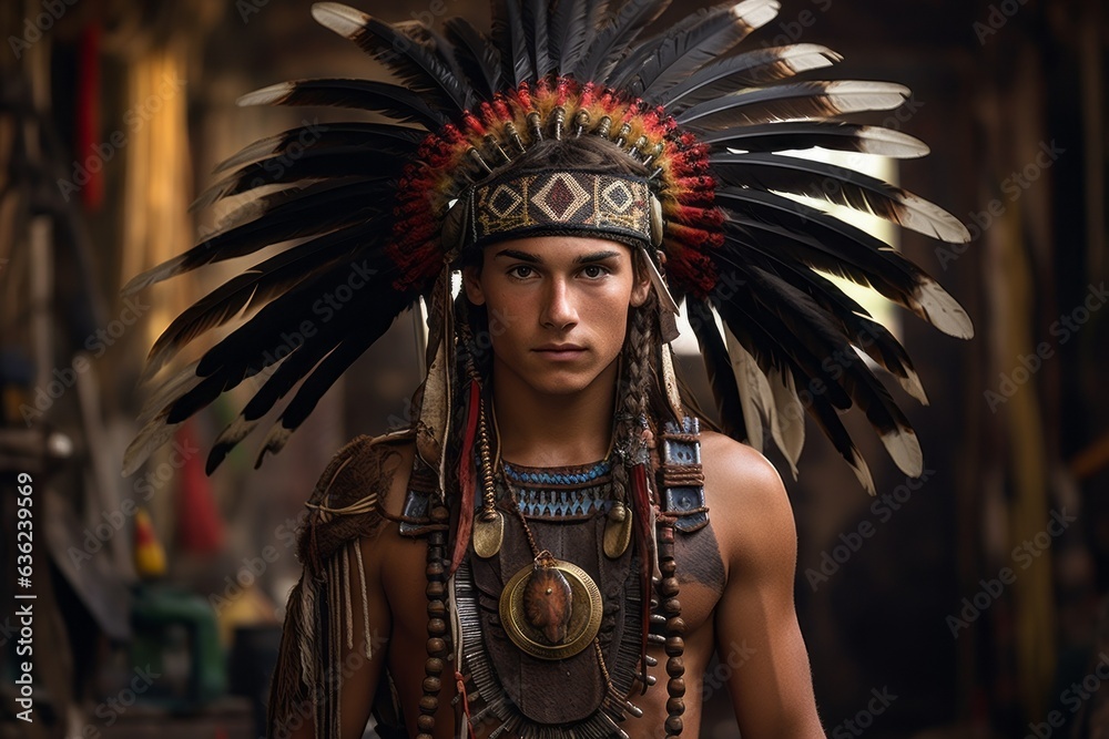 The chief of the Apache Indians is a native American man. The concept of Columbus day and the discovery of America
