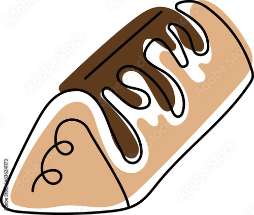 Continuous line drawing of cake. Vector illustration black line on white background. Line art cake with color