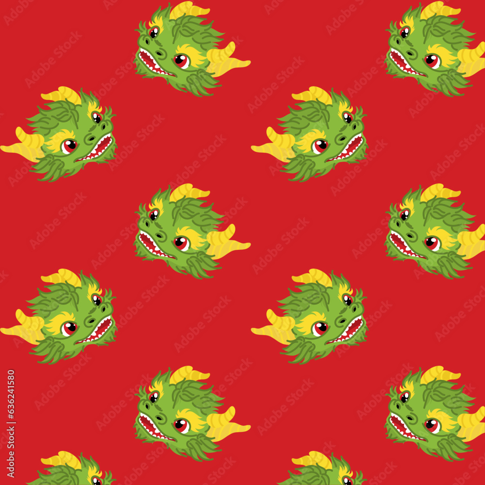 Obraz premium Seamless vector pattern with dragon, the symbol of the year of the Chinese calendar for clothing, packaging and design