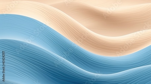 3D horizontal wavy texture background. Carved abstract realistic decoration textured waves on wood. AI 3d illustration. Trendy geometry wallpaper interior design. Structure art backdrop, macro..