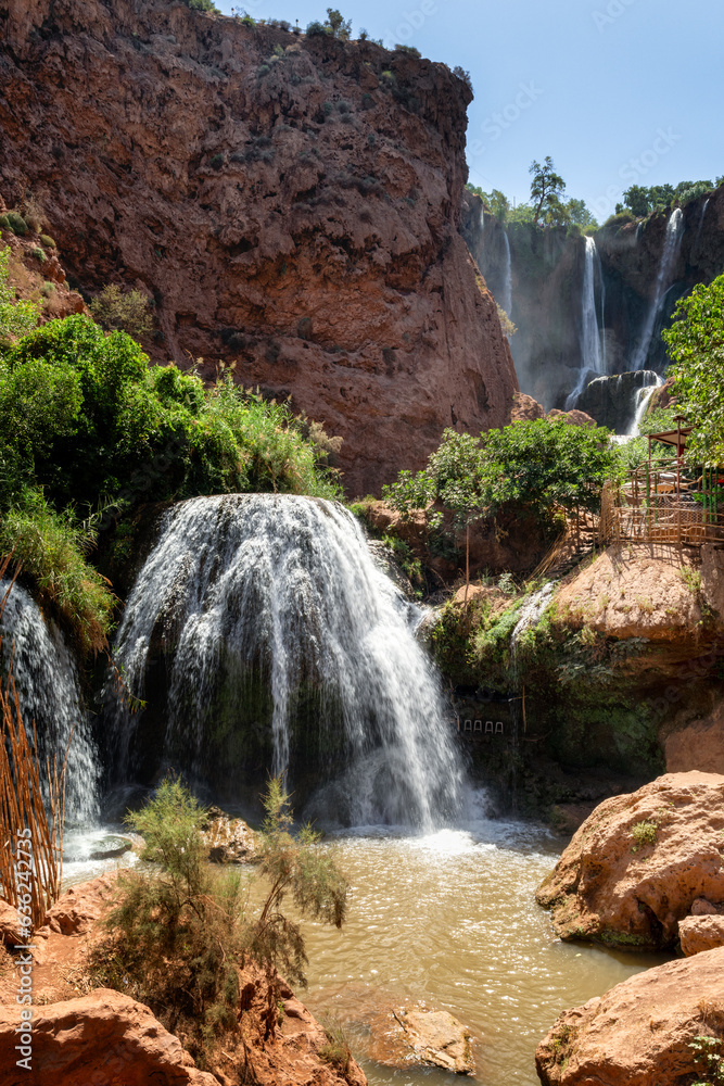 The Ouzoud Waterfalls near the Berber village of Tanaghmeilt. Natural area of outstanding beauty and authenticity in Middle Atlas. Azilal province, Morocco.
