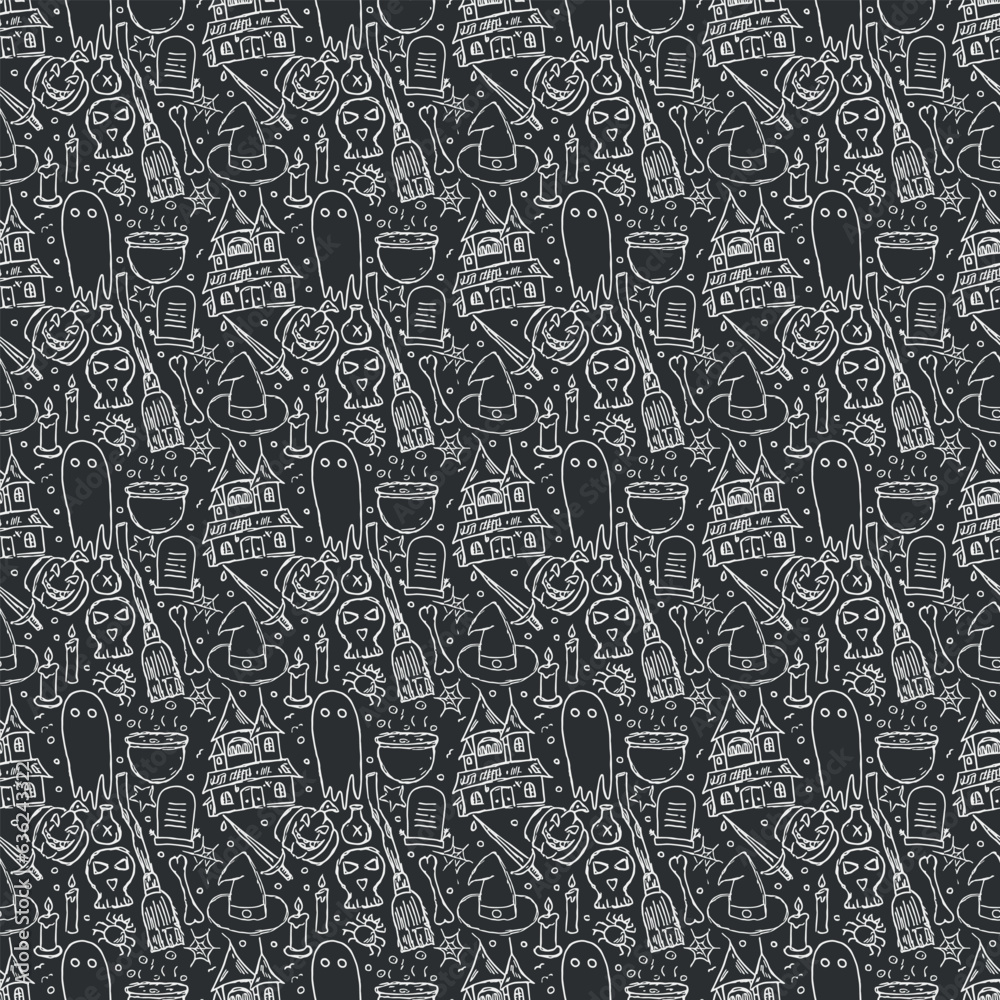 Halloween pattern. Doodle Halloween background