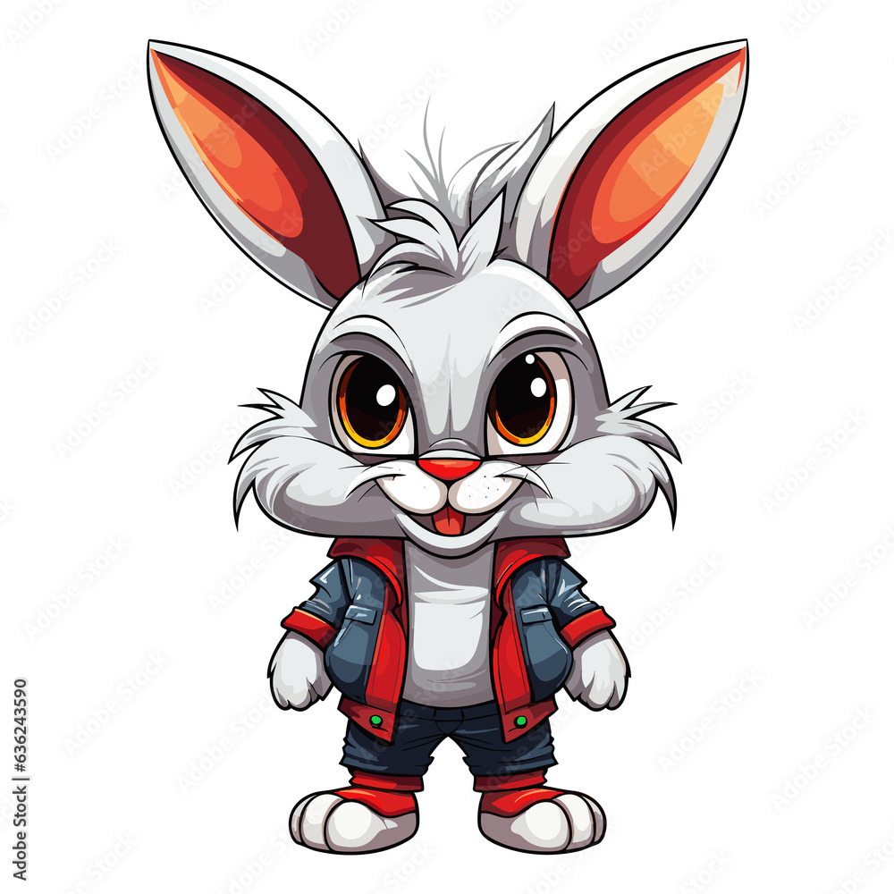 Cute and funny cartoon bunny in vector pop art style Cute and funny cartoon bunny in vector pop art style