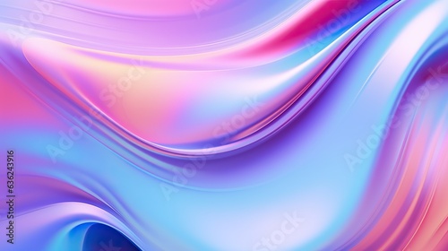 Abstract futuristic rainbow colorful chome texture backdrop background, pink, purple, blue, violet, white, silver and white gradient, dynamic motion 3d color splash flow. Waves and lines in chrome. photo