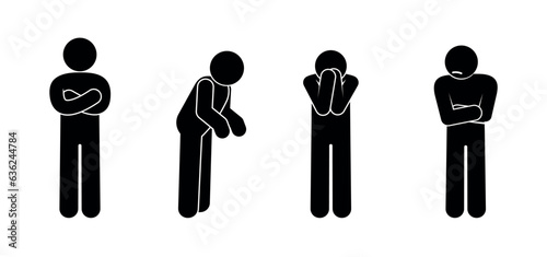 sad angry people, icon of human emotions, human figure offended