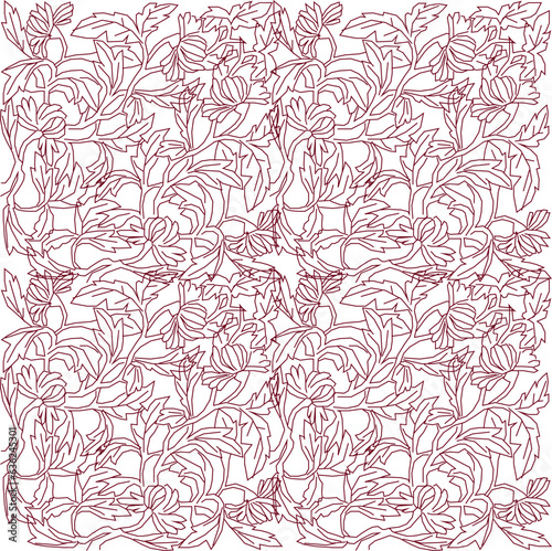 Sketsa vektor ilustrasi detail desain baground hiasan floral pattern