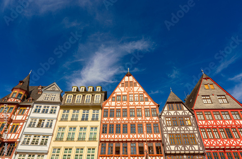 Picturesque view of buildings in Römerberg Old Town Square in Frankfurt am Main, Germany