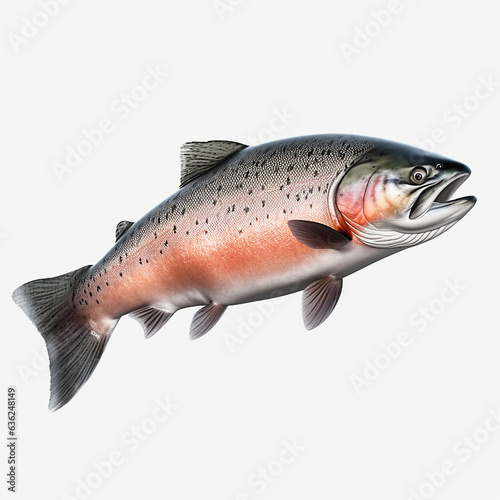 Salmon on a white background. 3d rendering illustration. salmon fish